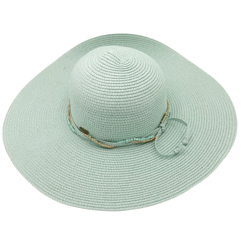 Coolibar Beaded Turquoise Sun Hat Floppy Sun Beach OS